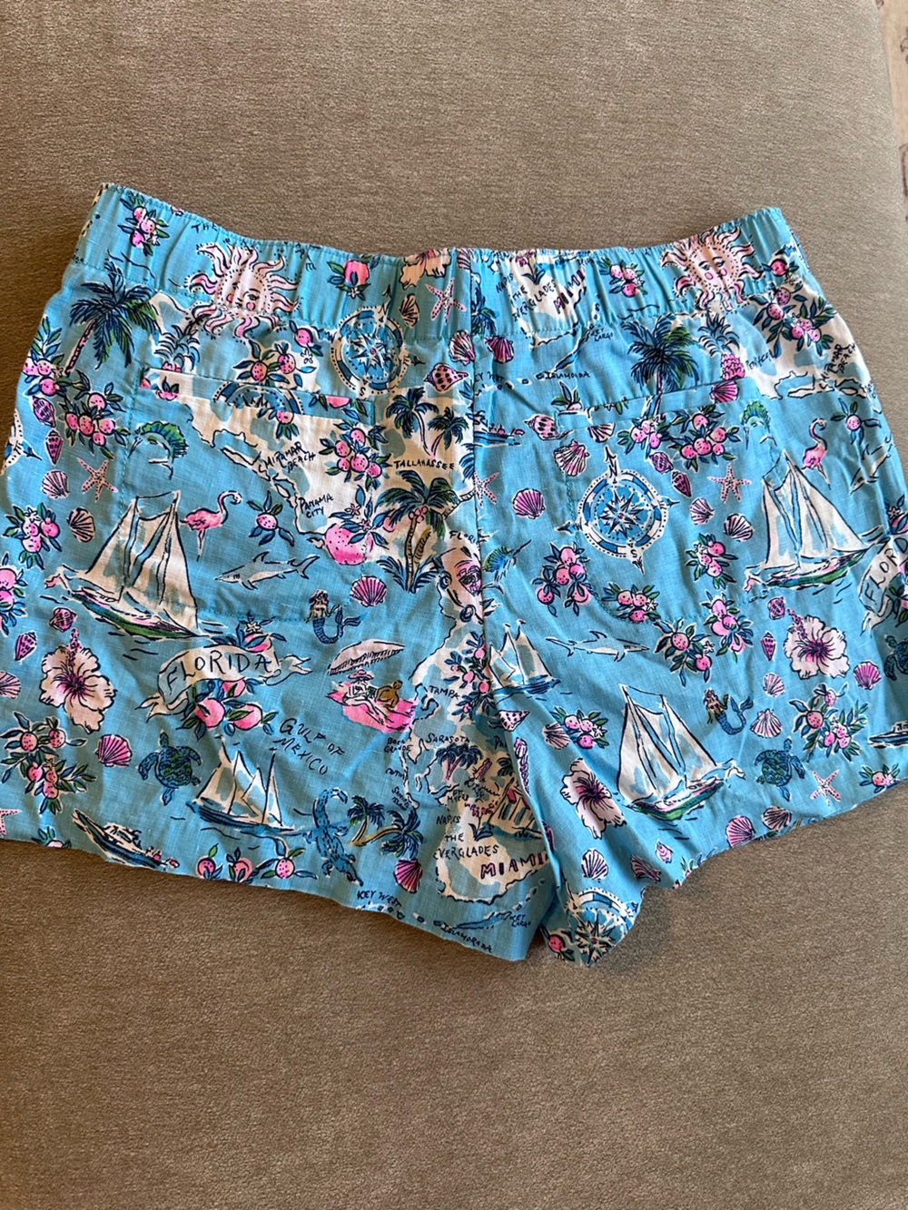 Lilly Pulitzer Blue Tropical Map Print Women's Shorts - Picture 5 of 5